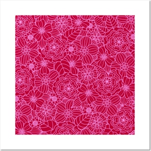 Flower pattern (pink and red) Posters and Art